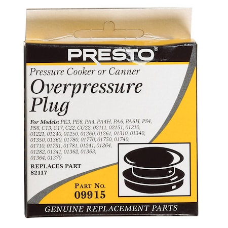 National Presto Presto Rubber Pressure Cooker/Canner Over Pressure Plug 09915